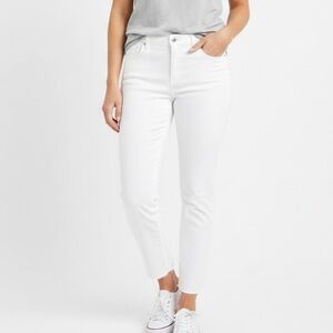 J. Crew Matchstick Jeans Raw Hem Cropped White Midrise 14/32